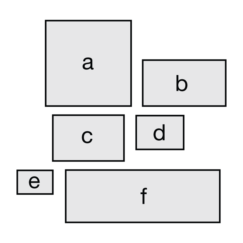 Boxes arranged in seemingly random fashion, making poor use of available space.