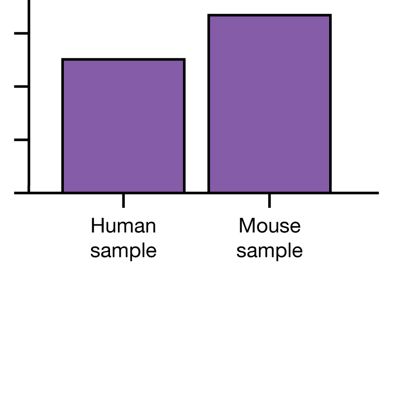 Scientific figure with text labels saying 'Human sample' and 'Mouse sample'.