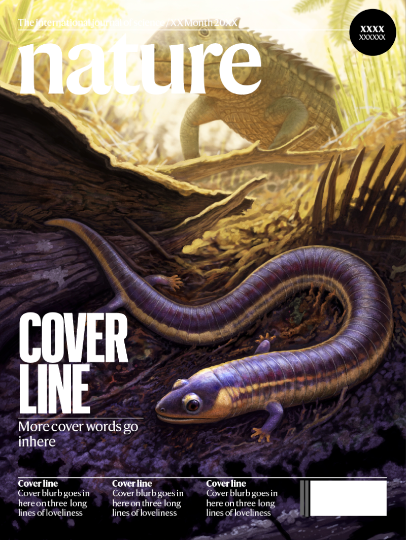 Early draft of a Nature cover where the image used clashes with the placement of the journal's logo.