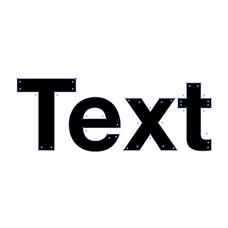 The word 'Text' outlined as vector shapes.