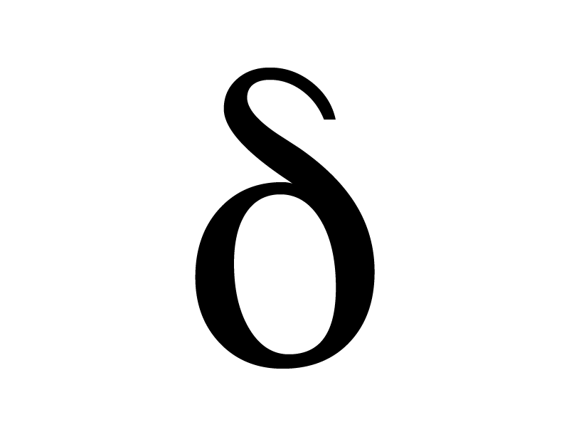 Lowercase delta character from the Greek alphabet.